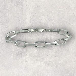925 ITALY Sterling Silver Knife Cut 8.3mm Anchor Chain Men's Bracelet